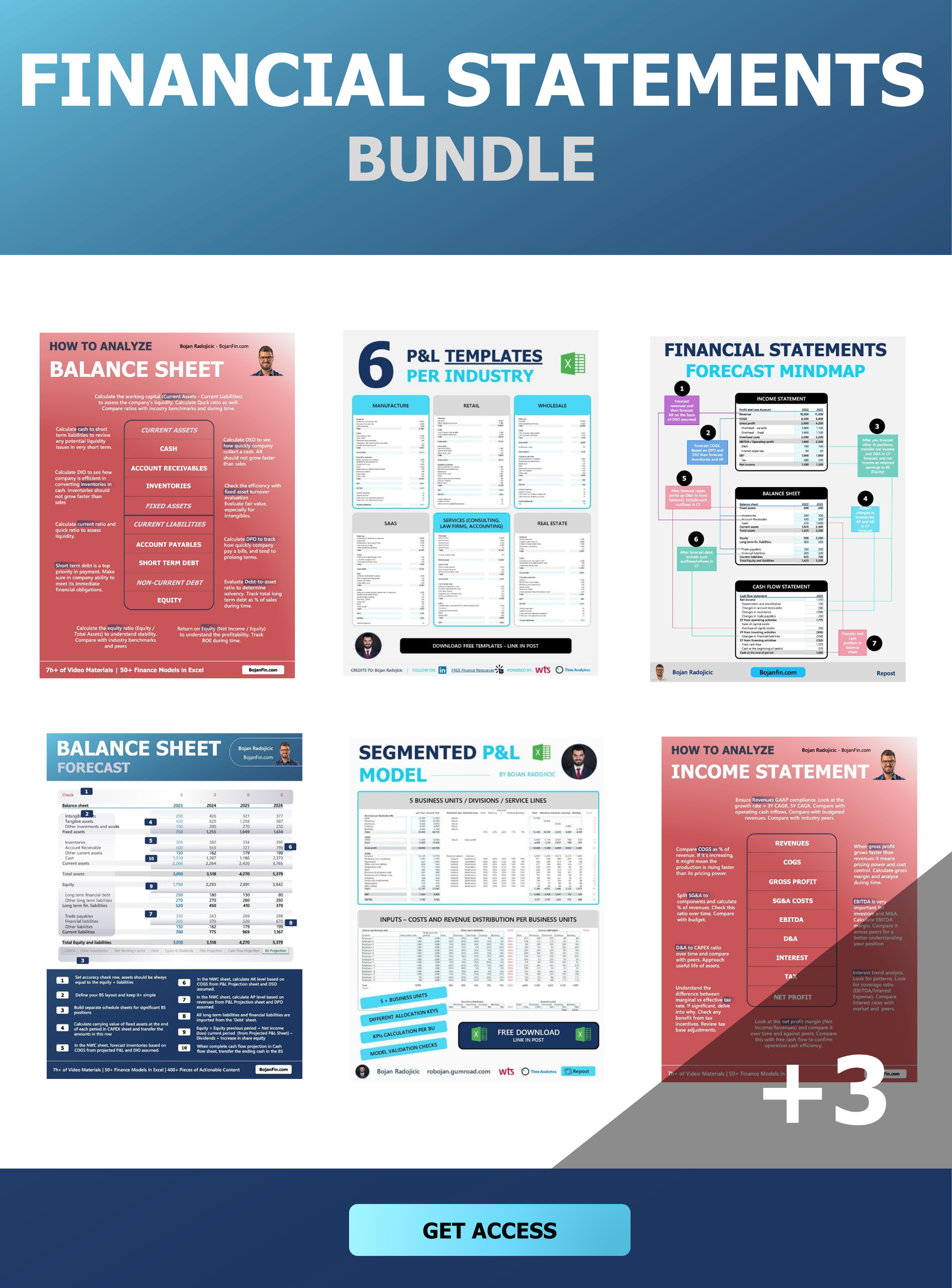 Financial Statements Bundle:  2 Excel + 9 PDF files